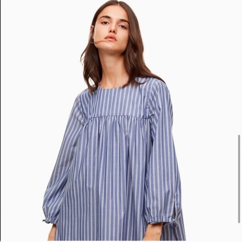 ARITZIA Wilfred Stripe Chambray Tie Swing Dress M